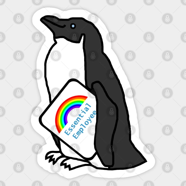 Essential Employee Rainbow and Penguin Sticker by ellenhenryart